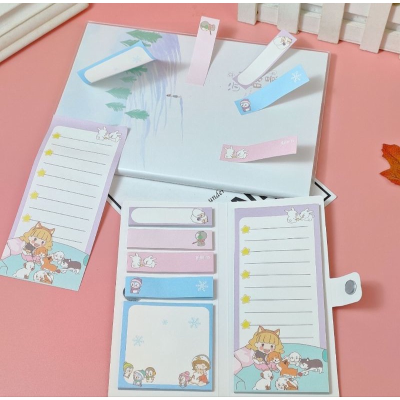 Ví giấy note 6 thếp trong 1 có cài nam châm siêu đáng yêu