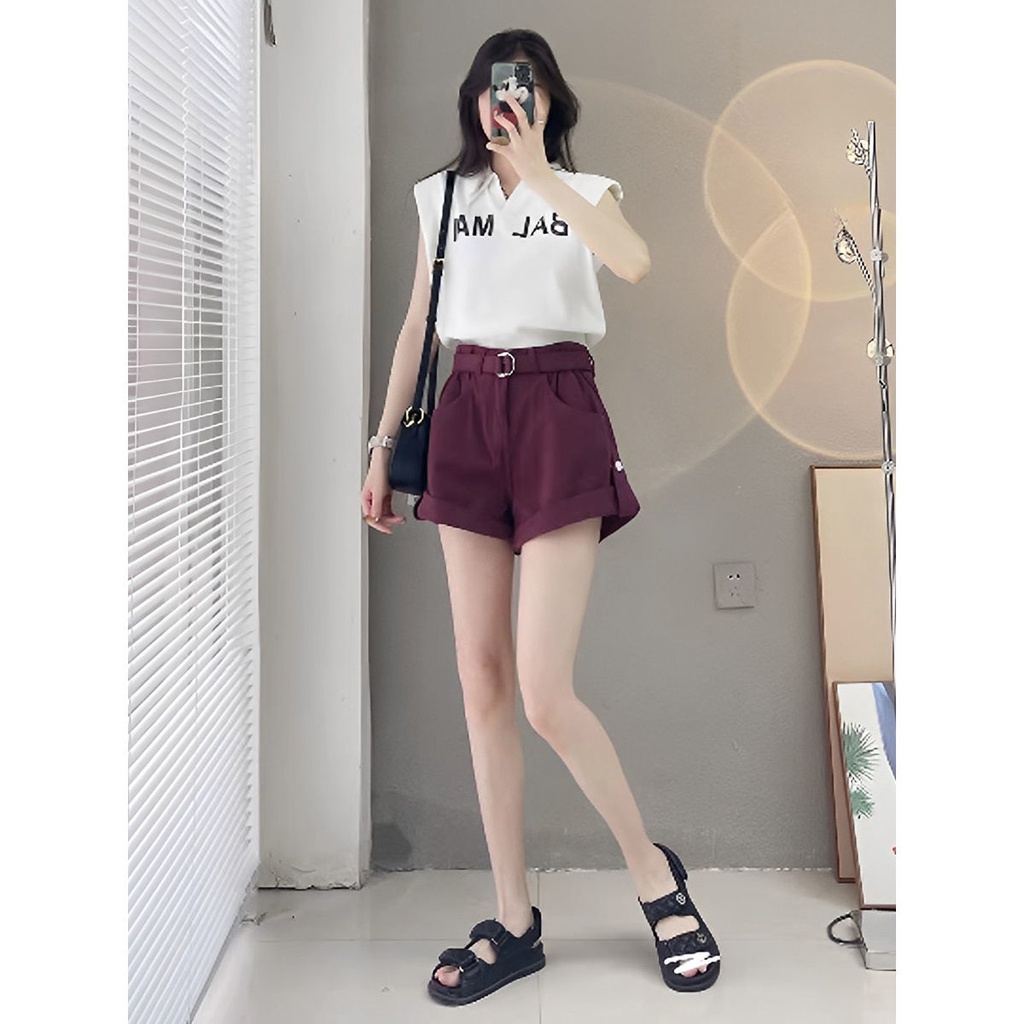 Jiashucheng I Quần Yếm Denim Ngắn Dáng Rộng Cỡ Lớn Thời Trang Mùa Hè Mới Dễ Phối Đồ Cho Nữ