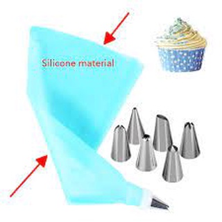 Bộ đui bắt kem kèm túi silicon : 6 đui và 16 đui + Chốt + Túi bóp kem silicon