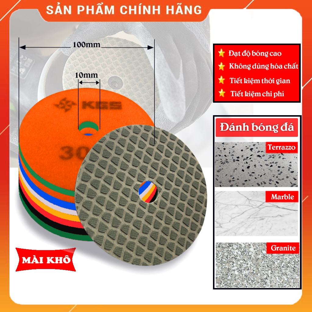 Đĩa đánh bóng đá Marble, Granite KGS Swiflex XE, đạt bóng gương tự nhiên cao nhất, không sử dụng hóa chất, mài khô