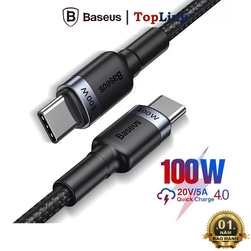 Cáp Sạc Nhanh Cafule 100W Dài 2M, Quick Charge 3.0 Kết Nối Type-C To Type-C Cho Điện Thoại Samsung S9