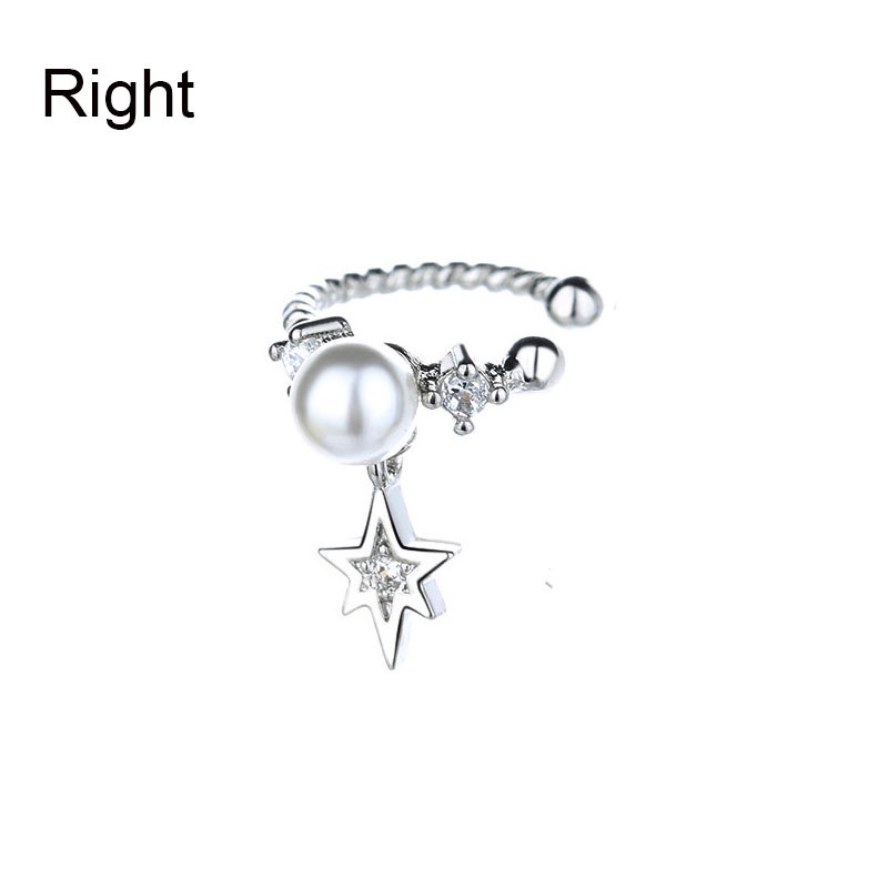 1 chiếc khuyên kẹp vành tai hình ngôi sao sáu cánh mini đính ngọc trai lấp lánh thời trang cá tính cho nữ