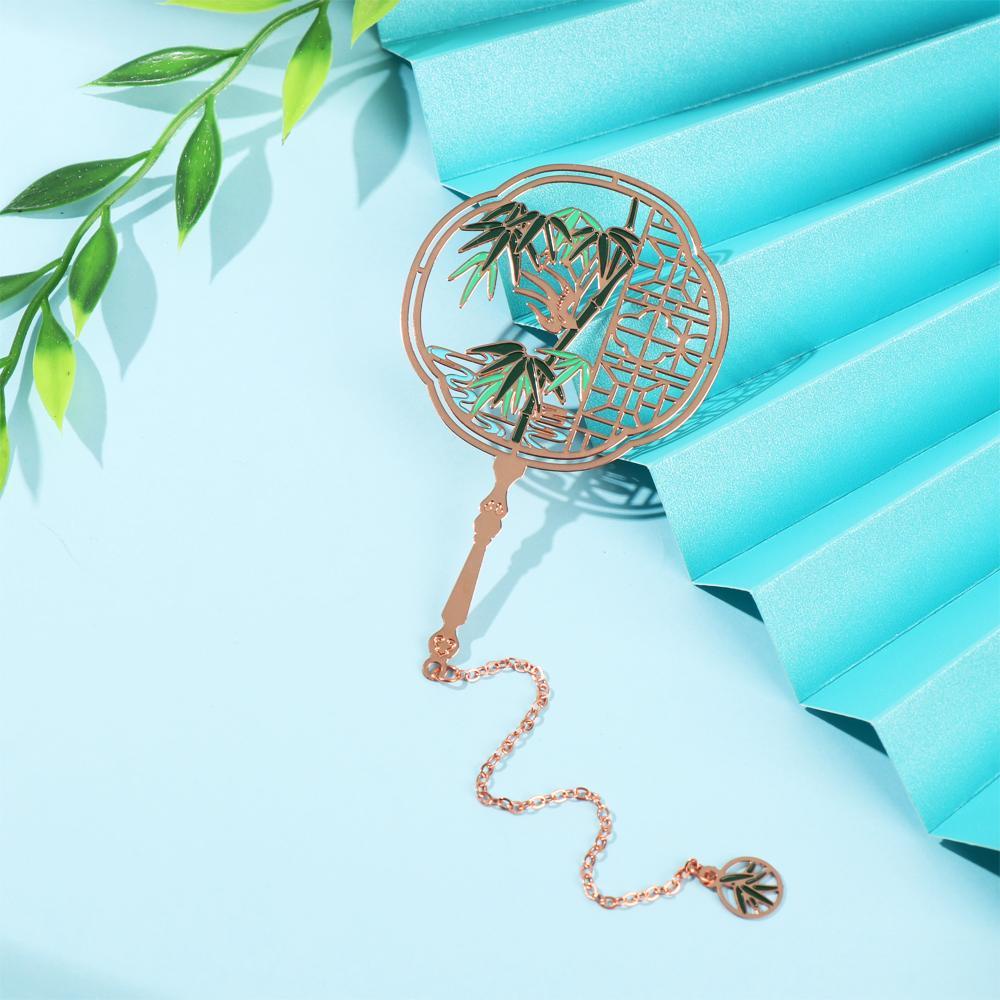 PISTA Thẻ Đánh Dấu Trang Sách Bằng Đồng Thau Họa Tiết Quạt Gấp Được Phong Cách Trung Hoa Cổ Điển