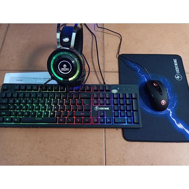 Bàn phím giả cơ chuyên game Lightning AD-7700 Led RGB Rainbow