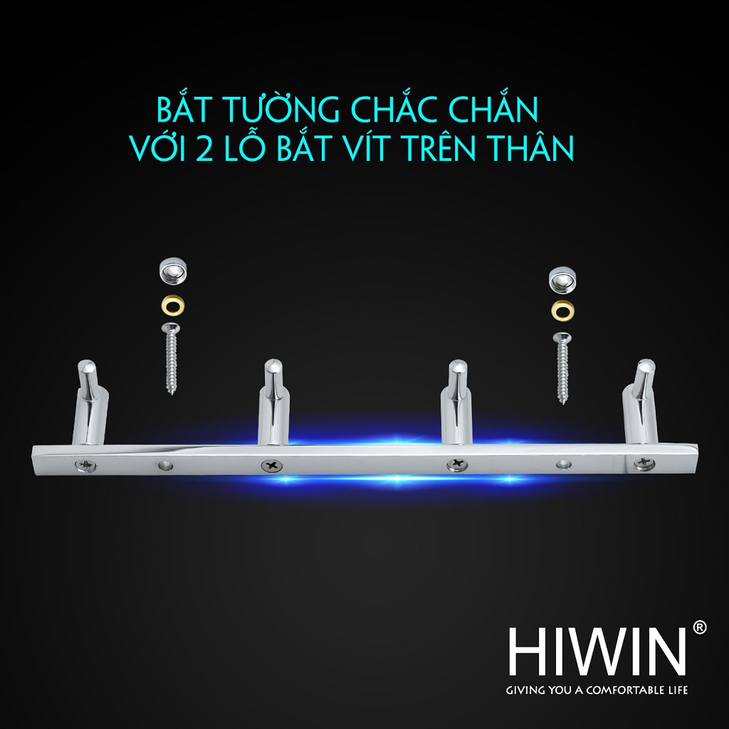 Móc treo quần áo tiện lợi 4 móc chất liệu đồng mạ crom mặt gương HIWIN Y-6302-4