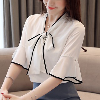 Áo voan tay loe phong cách Hàn Quốc thanh lịch dành cho nữ