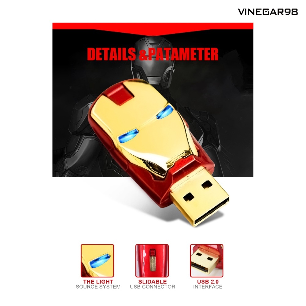 VINE-Iron Man 512GB 2TB USB 2.0 Flash Drive Disk Data Thumb Memory Stick