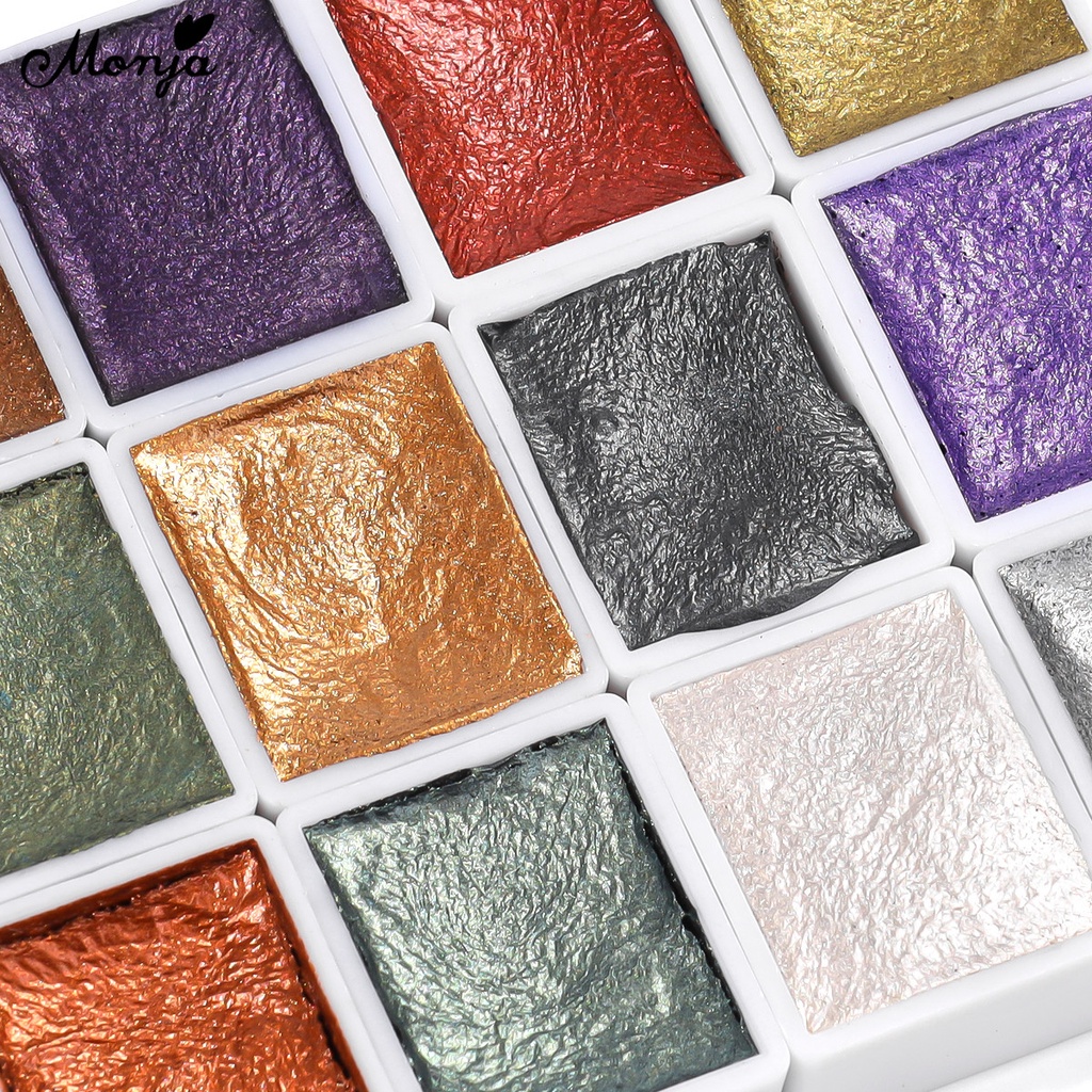 MONJA [Hàng mới về] Bột kim tuyến lấp lánh trang trí móng tay 12 màu xinh xắn DIY