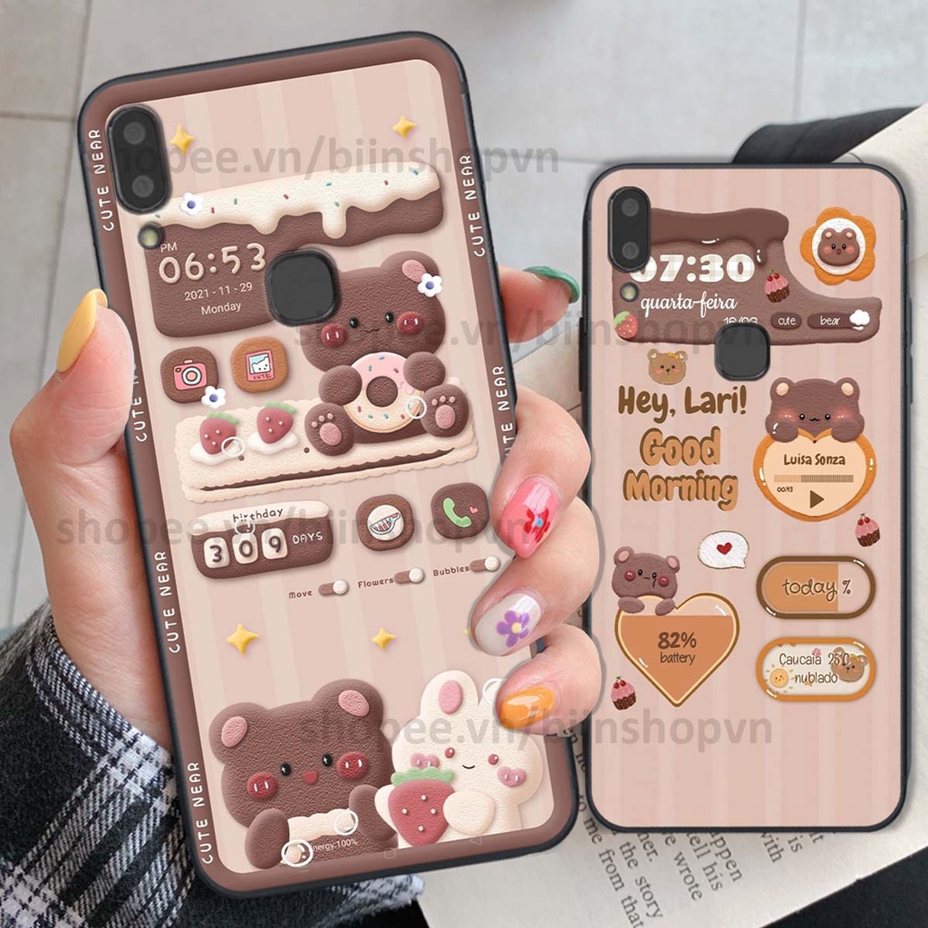 Ốp Vivo V9 / V9 Youth in 3D icon gấu nổi siêu xinh, siêu đáng yêu, cá tính phong cách