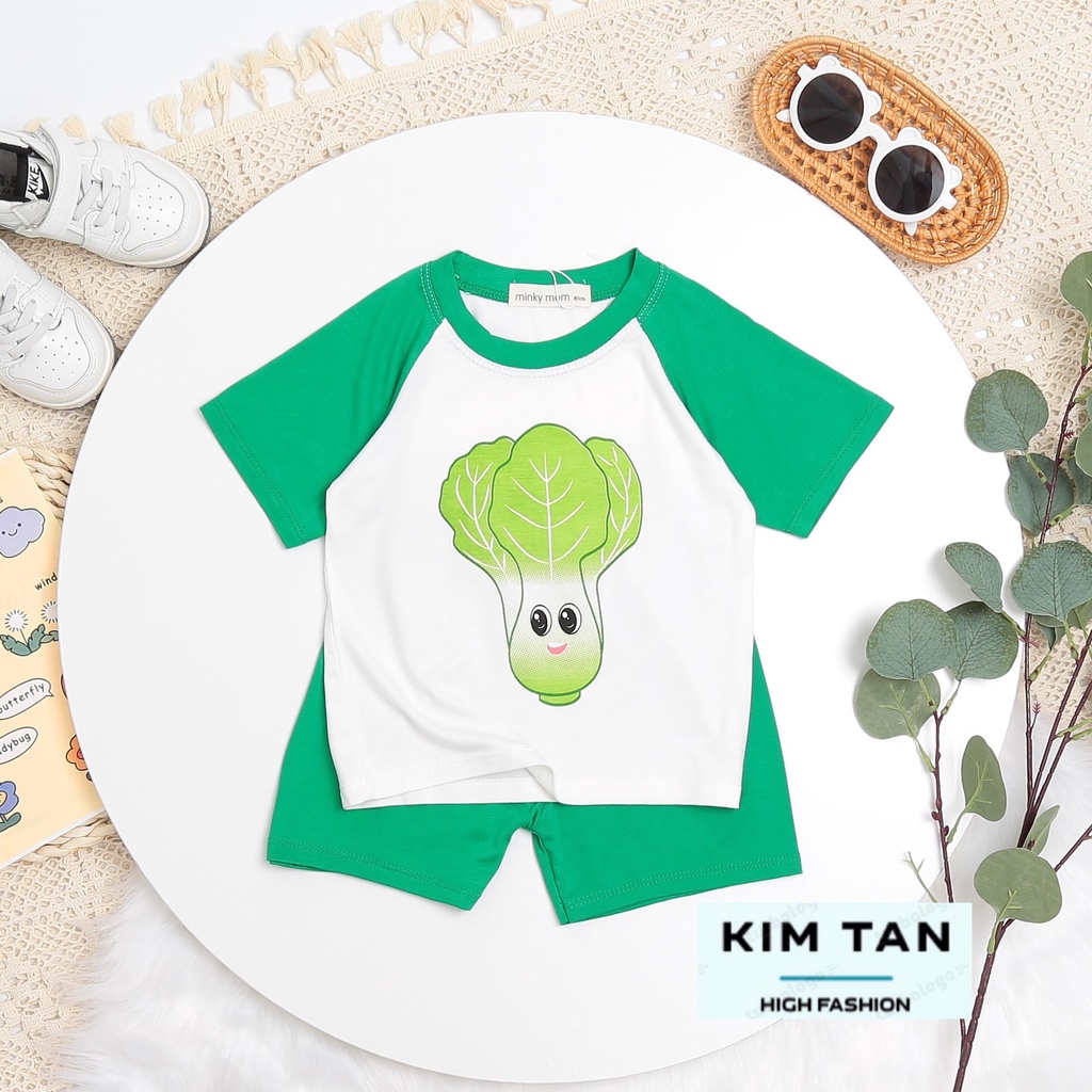 Bộ Cộc Tay MINKY MOM Rau Củ  ⚡FREESHIP⚡ Chất Thun Lạnh Cho Bé Trai, Bé Gái Thoải Mái Thoáng Mát Ngày Hè