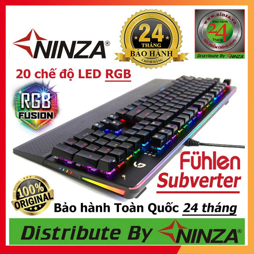 Bàn phím cơ gaming Fuhlen S Subverter led RGB - Blue Switch Black - Chính hãng - Có tem chống hàng giả