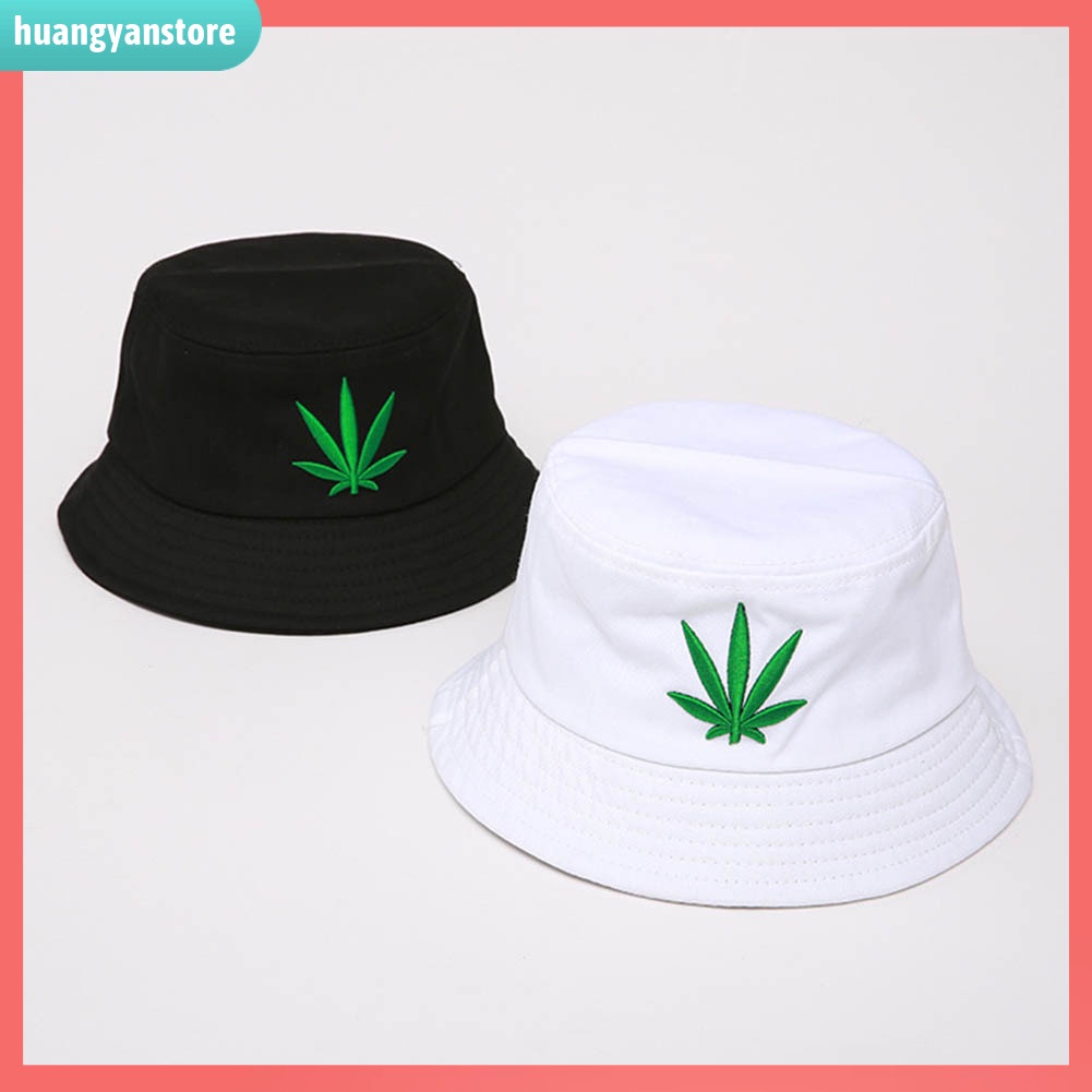 HY| Nón Bucket Thêu Hình Lá Phong Cho Nam Và Nữ