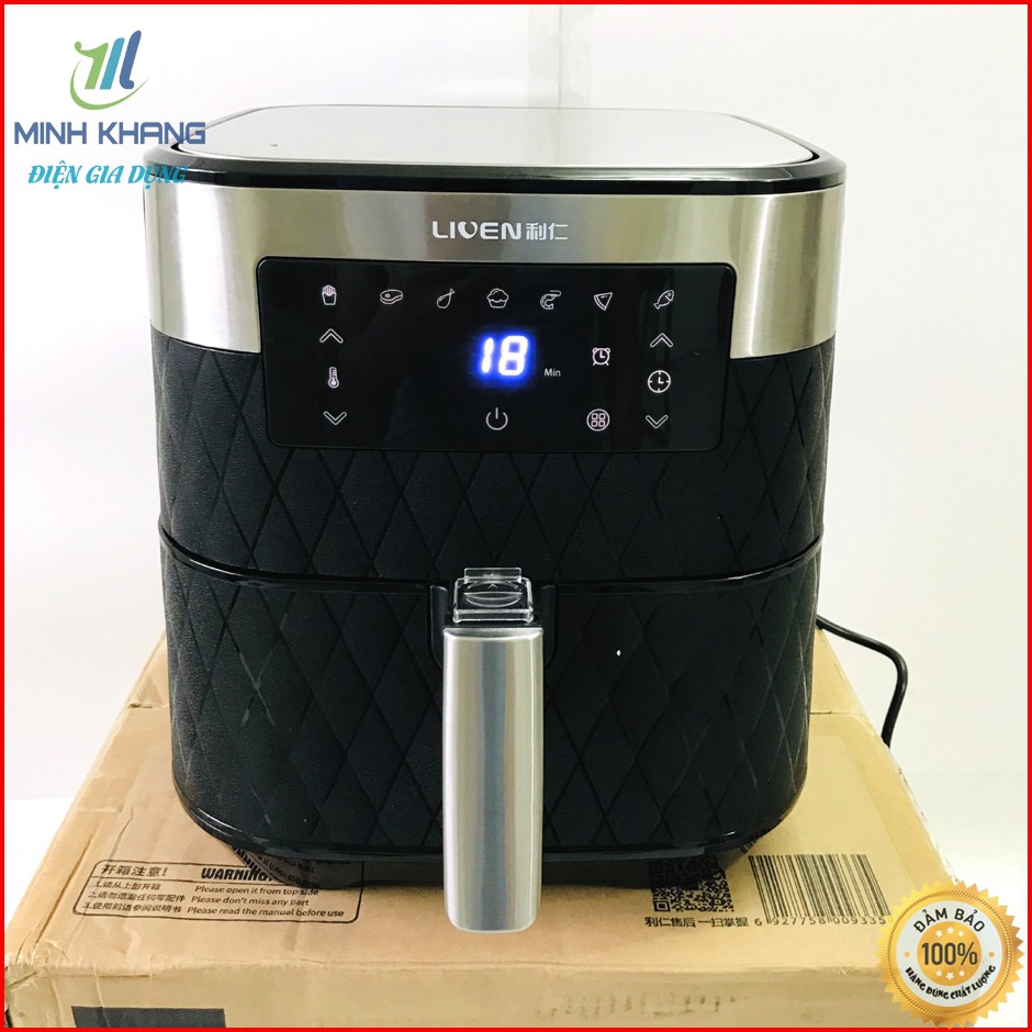 Bảo hành 12 tháng Nồi chiên không dầu siêu to Liven 5.5 Lít màu đen Màn hình Cảm ứng LCD công nghệ Mỹ (U.S.A)