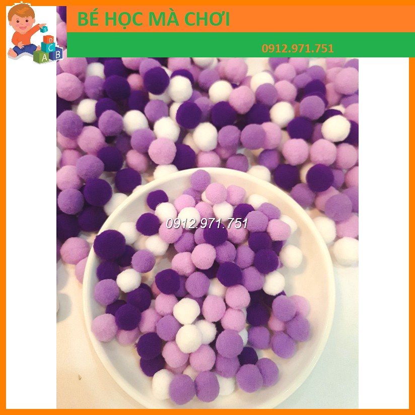 Pompom hỗn hợp nhiều màu nhiều size  - quả bông pom pom trang trí handmade túi mầu pastel siêu cute