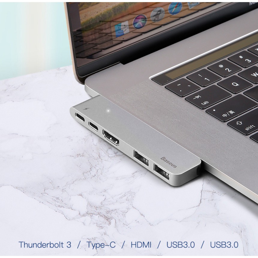 Bộ Hub chuyển đổi 5 trong 1 dành cho Macbook Pro nhãn hiệu Baseus CAHUB-B0G - Hàng chính hãng