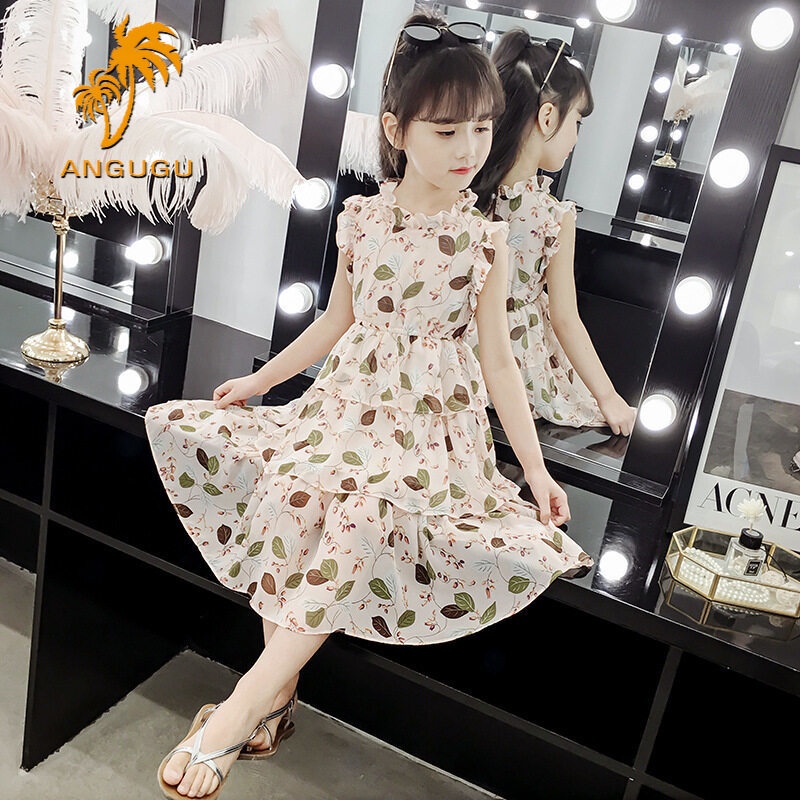 Đầm Chiffon Thời Trang Năm Mới 2021 Phong Cách Hàn Quốc Cho Bé Gái 10 Tuổi