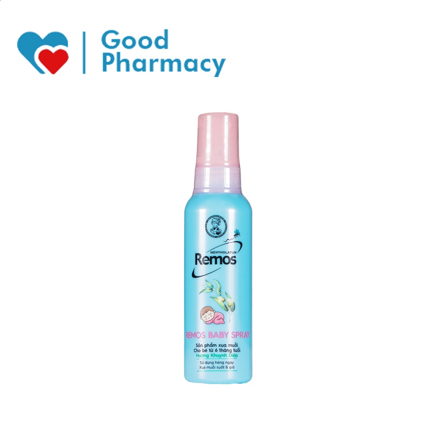 Xịt chống muỗi Remos dùng cho bé từ 6 tháng tuổi trở lên (Hương khuynh diệp) - Remos Baby spray 60ml