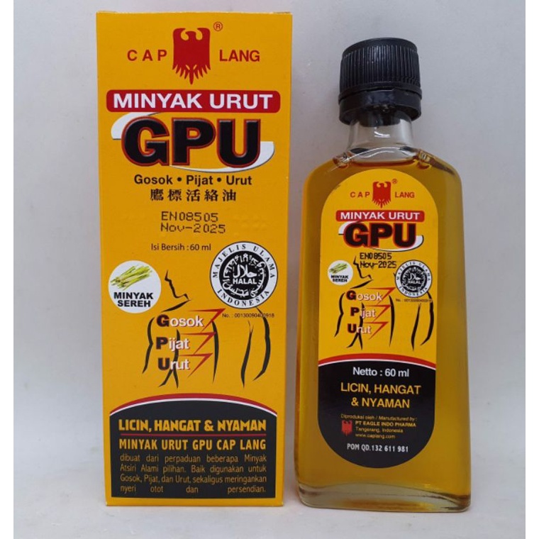 Dầu nóng gừng sả Minyak Urut GPU (60ml)