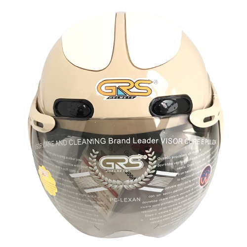Mũ bảo hiểm 1/2 đầu có kính cao cấp - GRS A102K - Sữa line trắng