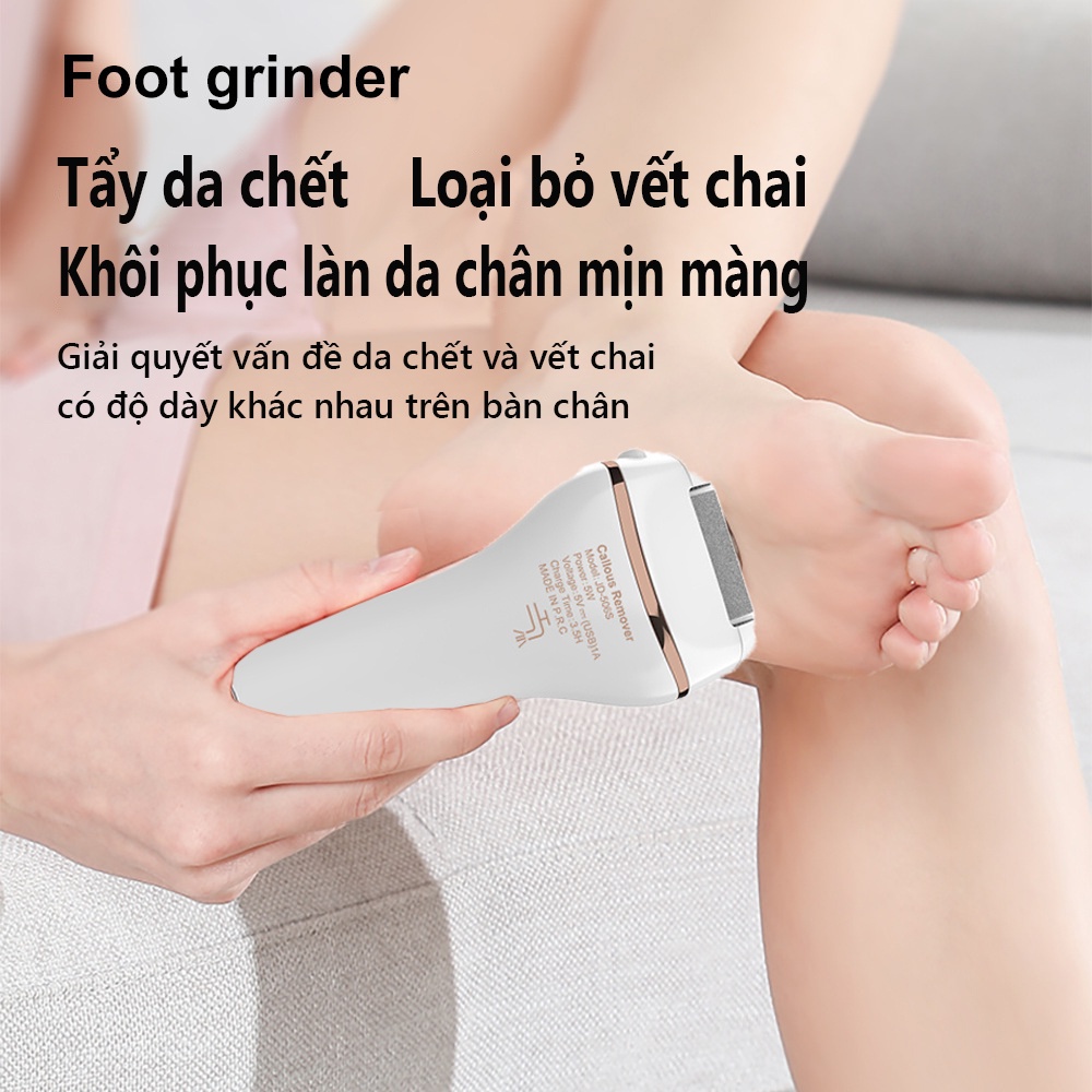 Máy mài tẩy tế bào chết da cứng trên gót chân có thể sạc lại với đèn LED và 2 đầu lăn tiện dụng - SMG-506R