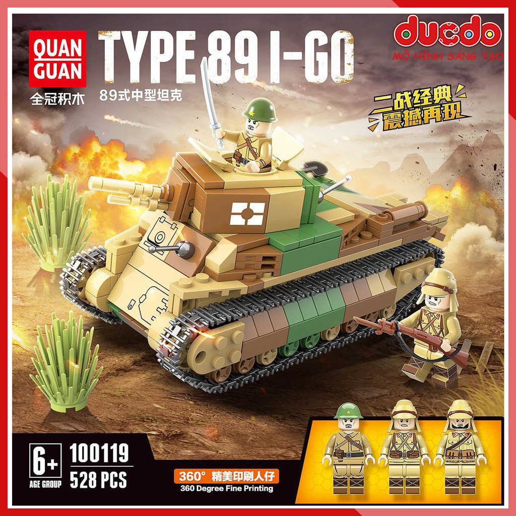 Lắp ghép Siêu tank Type 89 I-Go của Nhật Bản - Đồ chơi Xếp hình Mô hình WW2 QuanGuan 100119