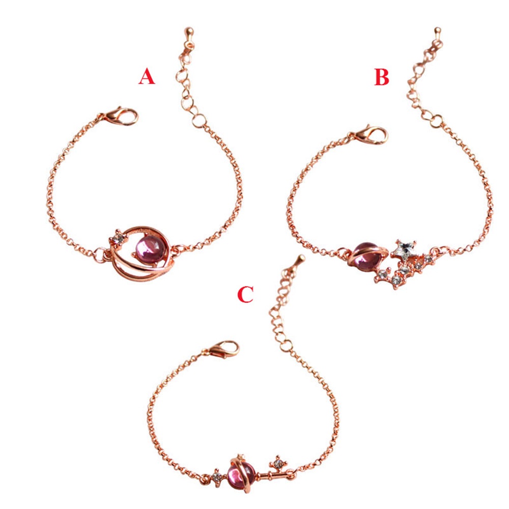 Vòng Tay Chuỗi Hạt Thủy Tinh Màu Hồng Thời Trang Cho Nữ