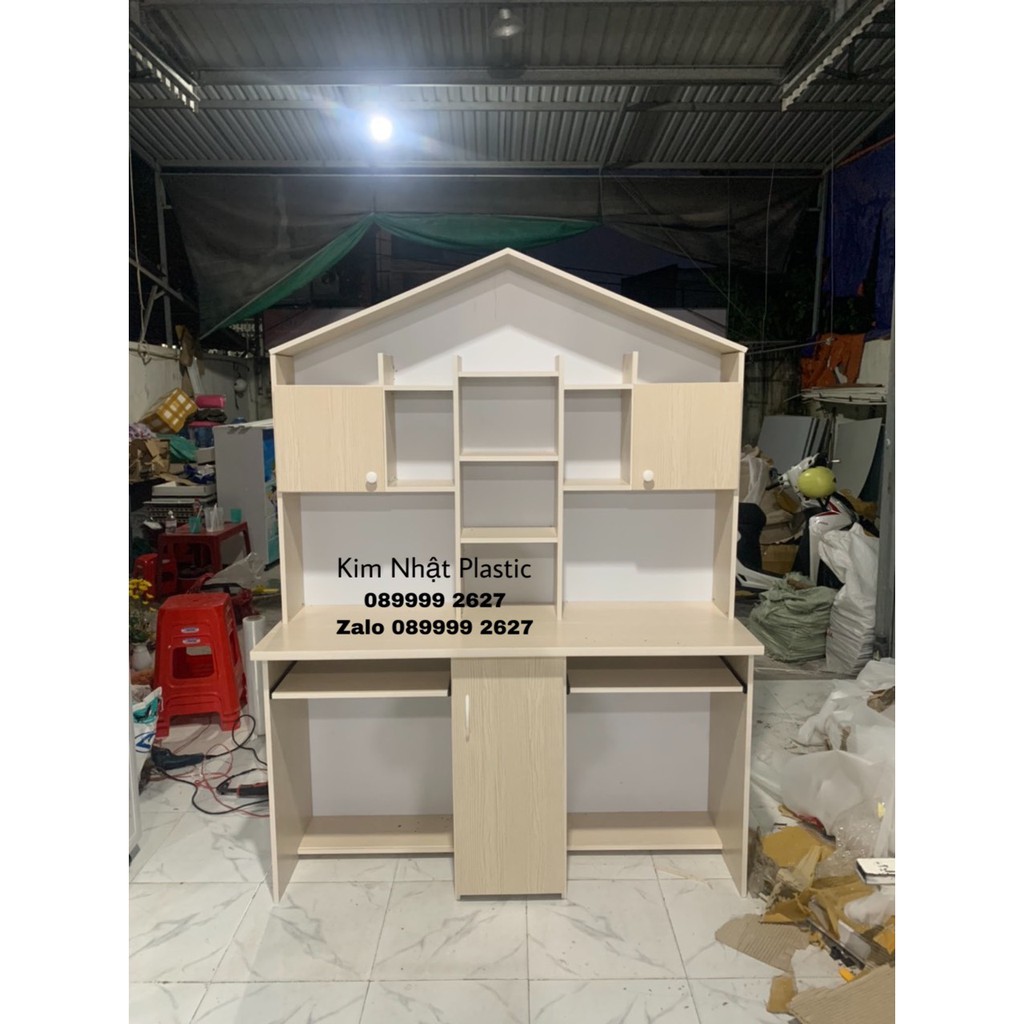 Bàn học sinh đôi nhựa Đài Loan màu gỗ sồi cực đẹp FREESHIP