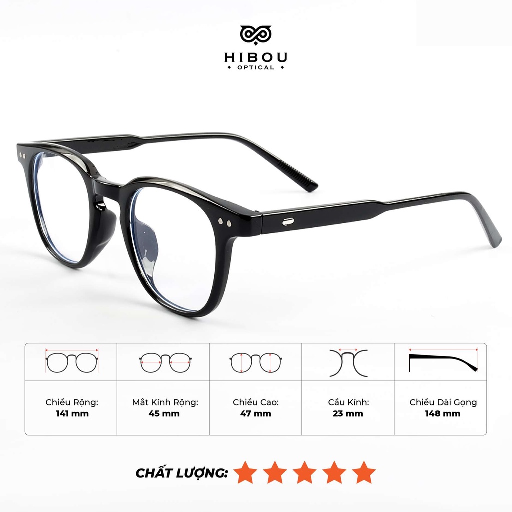 Gọng kính cận oversized nam nữ GDLutto - Hibou Optical tặng kèm hộp và khăn lau kính chuyên dụng