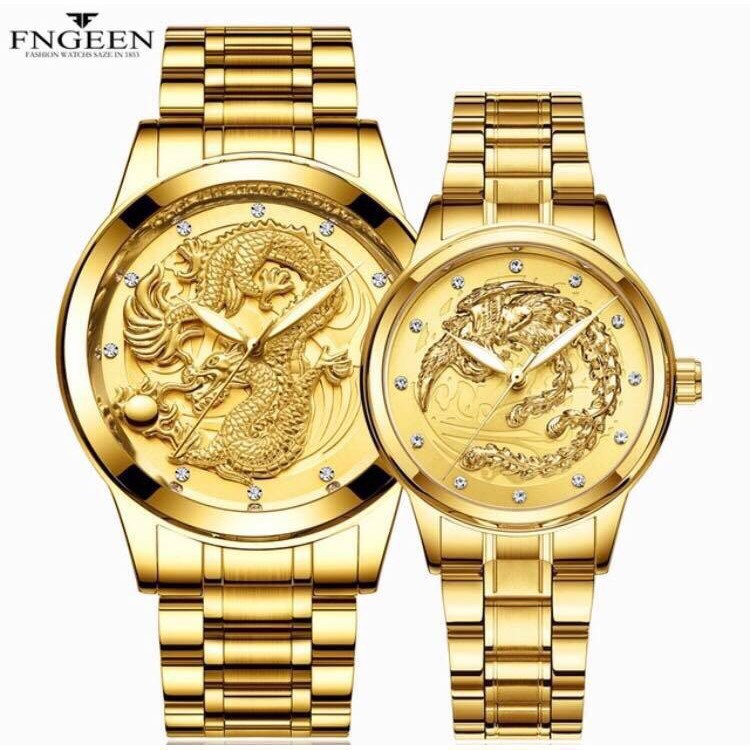 ĐỒNG HỒ ĐÔI NAM NỮ FNGEEN (RỒNG - PHƯỢNG) TẶNG KÈM HỘP VÀ PIN DỰ PHÒNG