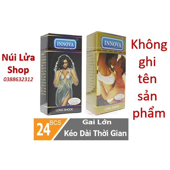 Combo 2 Hộp Bao cao su Innova Đen + Vàng, siêu gân siêu gai, kéo dài thời gian, 24 cái