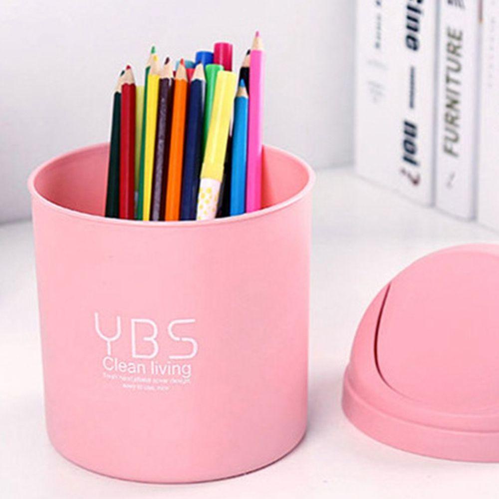 Quillan thùng rác để bàn mini màu kẹo dễ thương có nắp đồ dùng văn phòng dụng cụ làm sạch hộp lưu trữ gia đình thùng rác đa chức năng