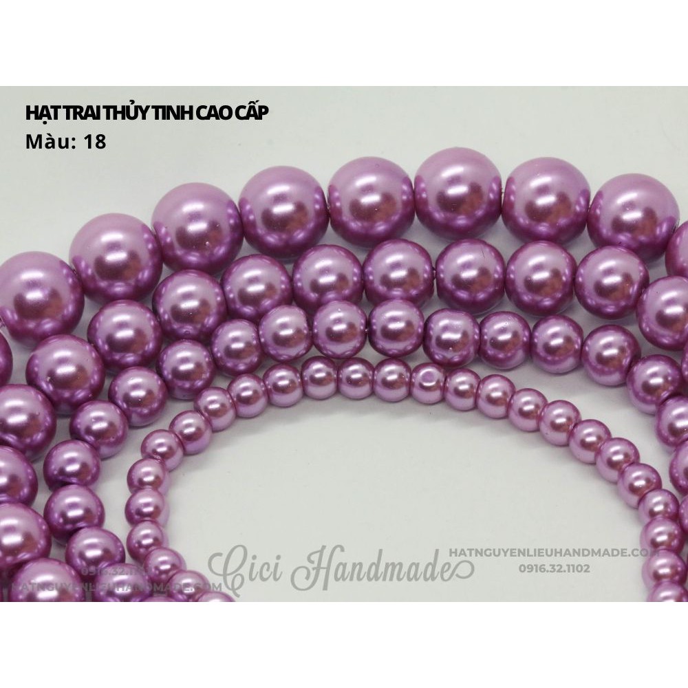 Túi chia lẻ hạt trai nhân tạo trai thủy tinh size 8mm và 10mm đỏ hồng tím link 1/2 Cici Handmade chuyên hạt đá hạt pha