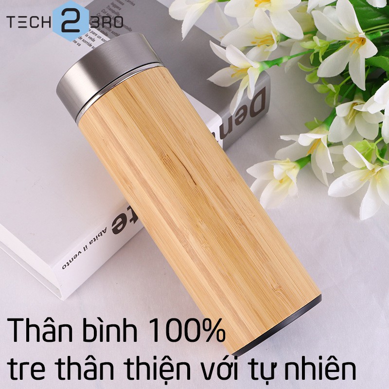 KHẮC TÊN - Bình giữ nhiệt vỏ tre truyền thống / Bamboo Tumbler - 360ml và 450ml