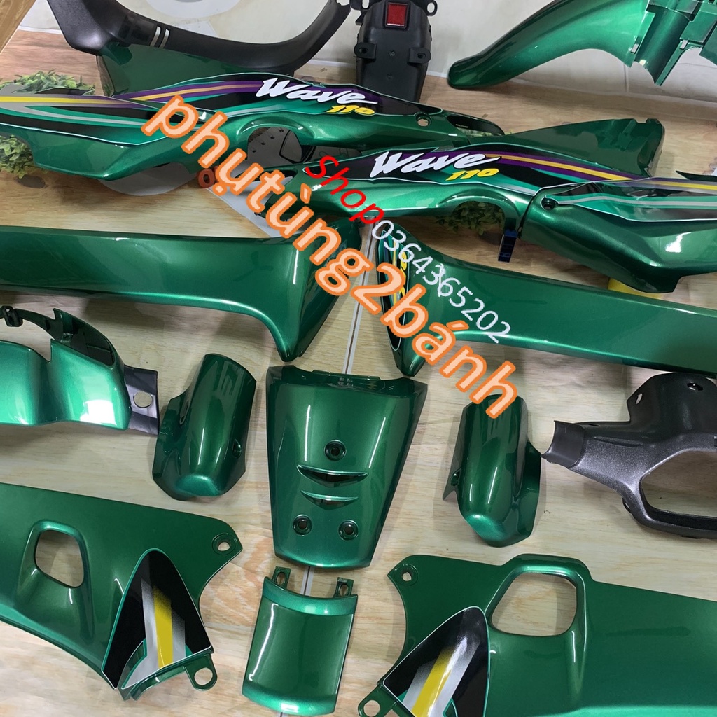 Bộ Dàn  áo xe Wave alpha 110 -Wave A cũ -Wave thái 1 bóng MÀU XANH KEN -nhựa ABS LỌA ĐẸP
