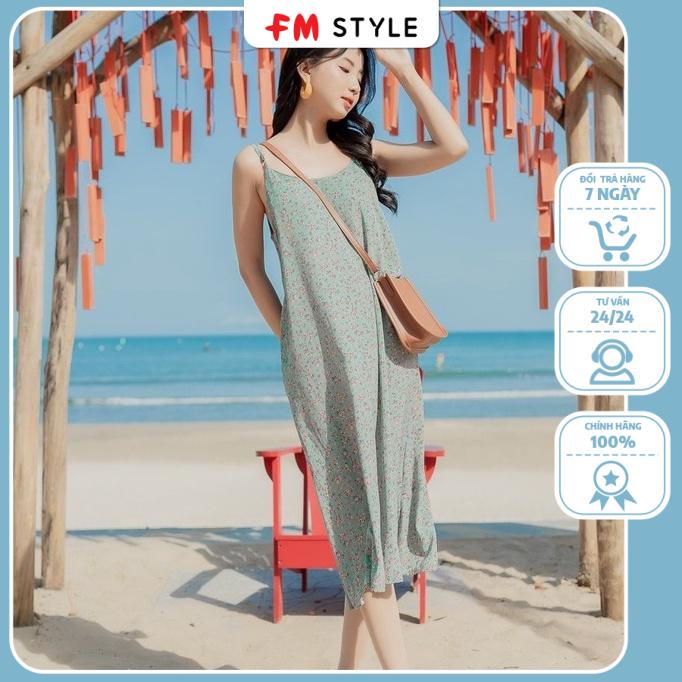Váy 2 dây dáng dài hoa nhí fmstyle, váy lụa 2 dây suông Hàn Quốc | Fmstyle Shop 220321026
