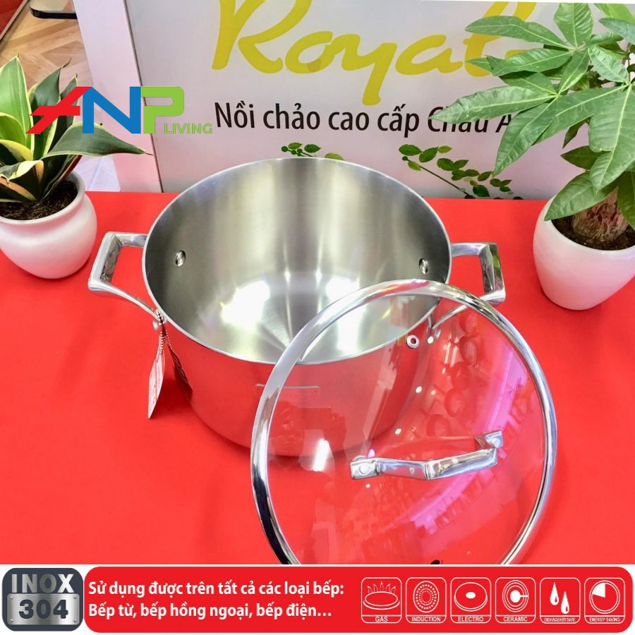 Bộ Nồi 4 Chiếc Inox 304 3 Lớp Đáy Liền  ELMICH Potenza Size 16/20/24 Chảo 26cm