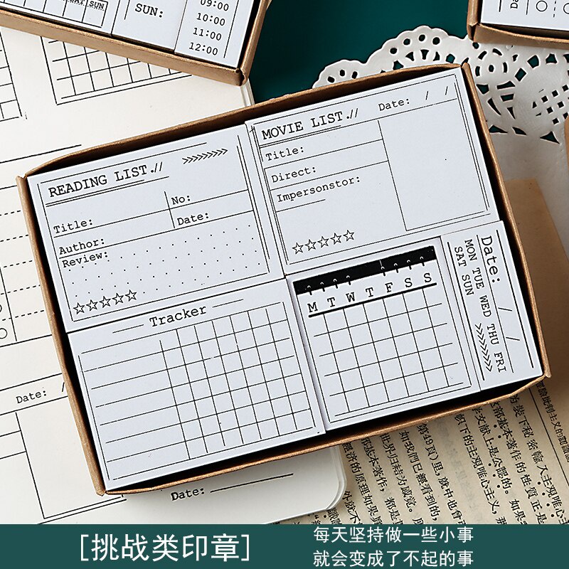 Bộ con dấu gỗ có in chữ midooo dùng để trang trí sổ tay diy