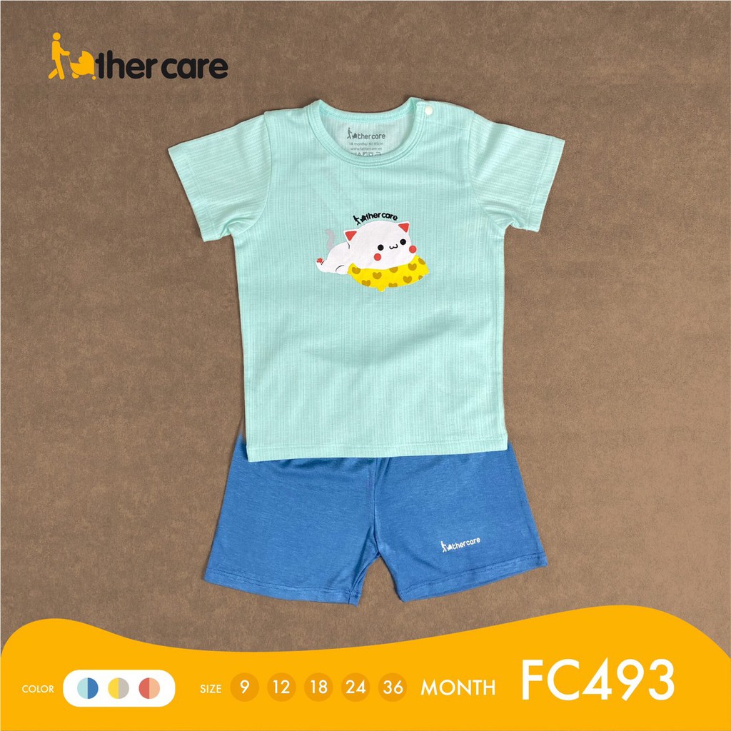 Bộ Quần Áo Trẻ em CT FatherCare Cài Vai - In hình Mèo FC493