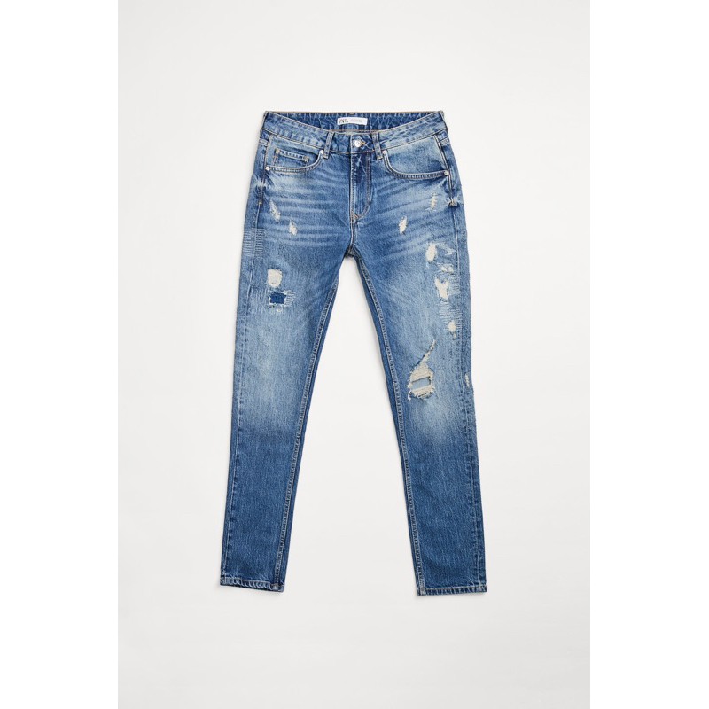 Quần jean Zara authentic RIPPED SKINNY WITH STITCHING DETAIL
