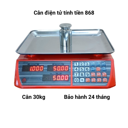 cân tính tiền điện tử (868) mặt cân được làm bằng inox dày sáng bóng ( bảo hành 2 năm )