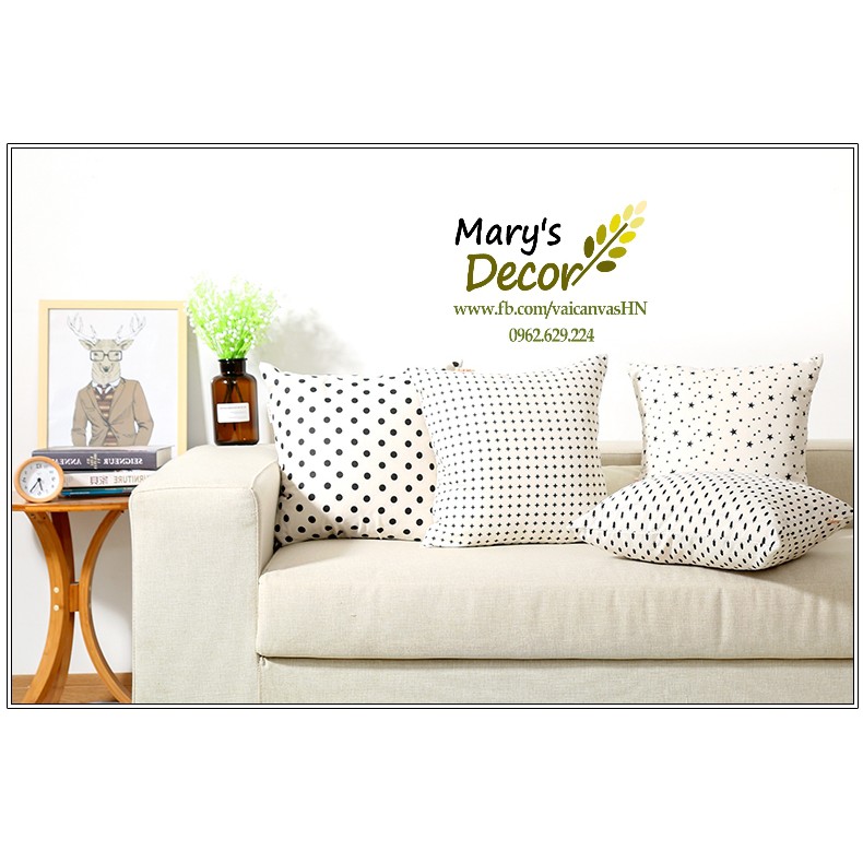 Gối tựa sofa Mary Decor - họa tiết Thông đen nền trắng G-D02