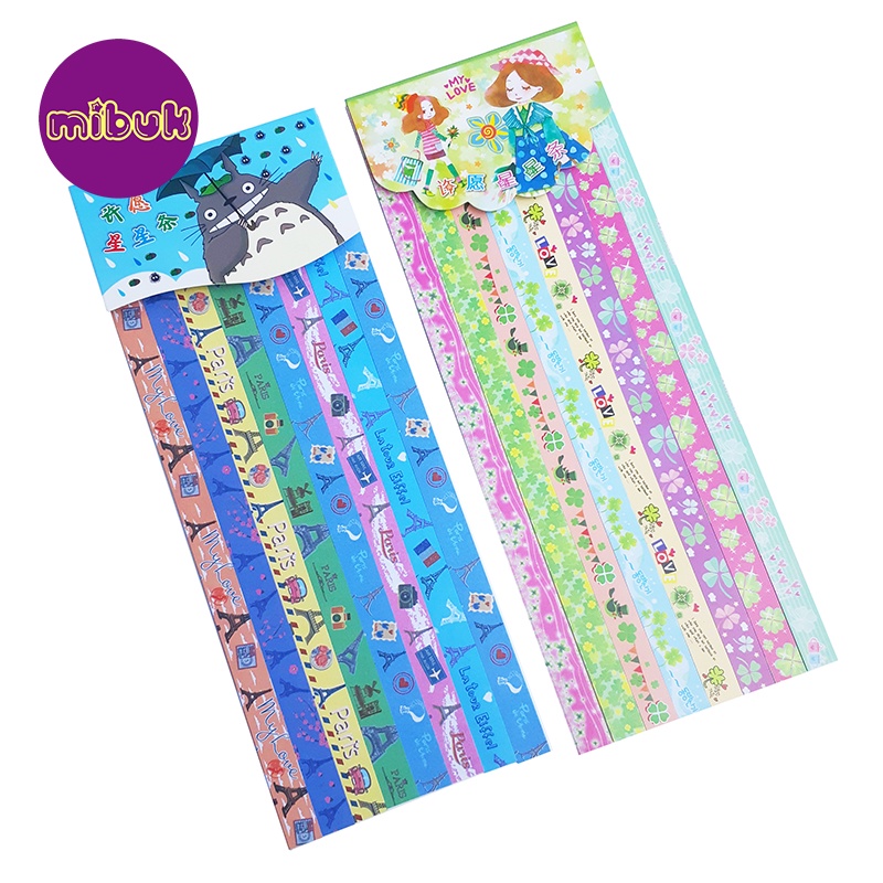 Giấy gấp sao in hình dễ thương 1 xấp 8 dãy hình 112 tờ