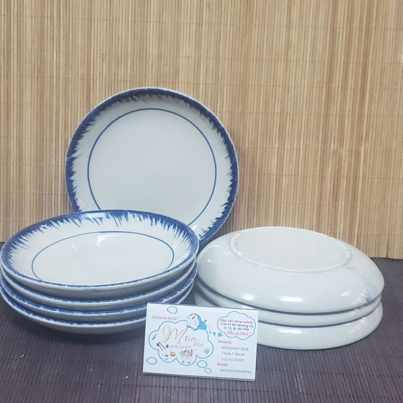 🌿💥COMBO 5 DĨA GỐM XƯA CAO CẤP MẪU PHẾT XANH💢 Dĩa ảo 18cm