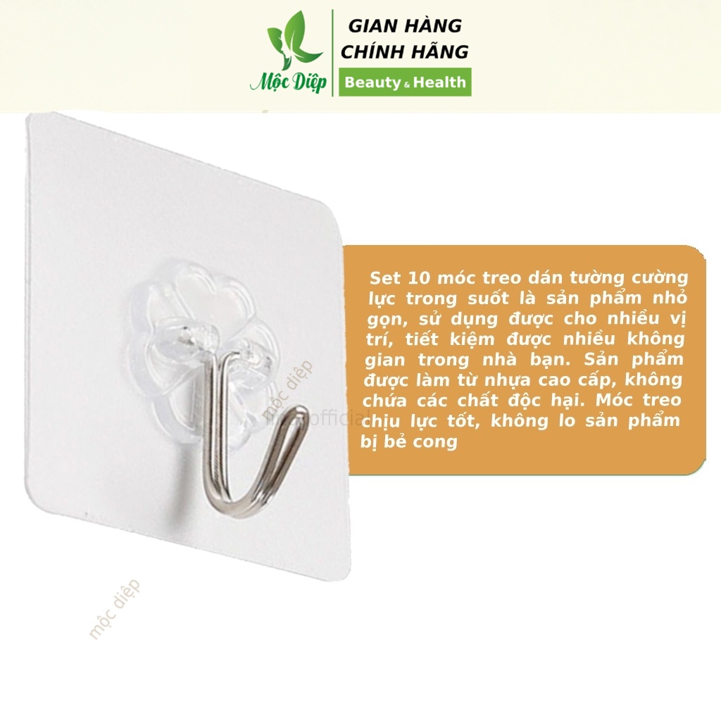 10 Móc dính cường lực - Móc dán tường siêu chắc siêu bền chịu lực trong suốt - Mộc Diệp