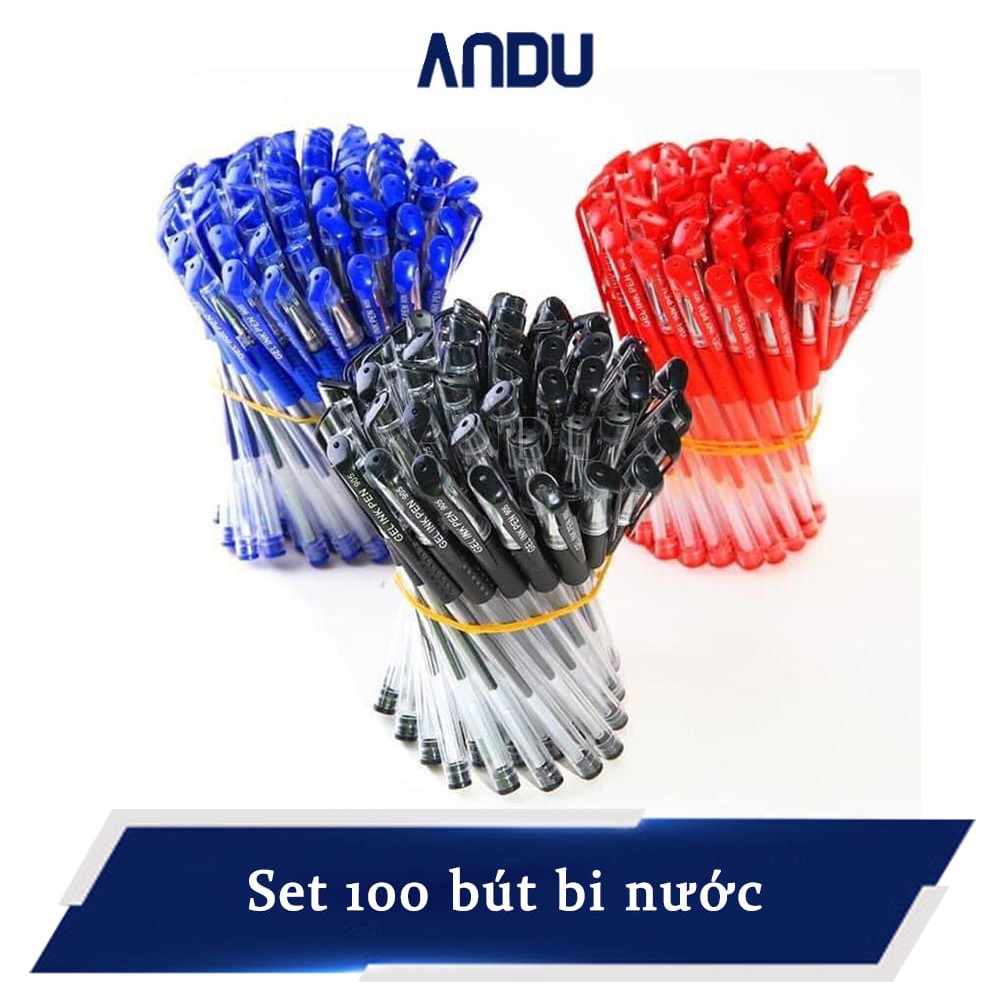 Bút Bi Nước 0.5mm Xanh Đen Đỏ Ra Mực Đều