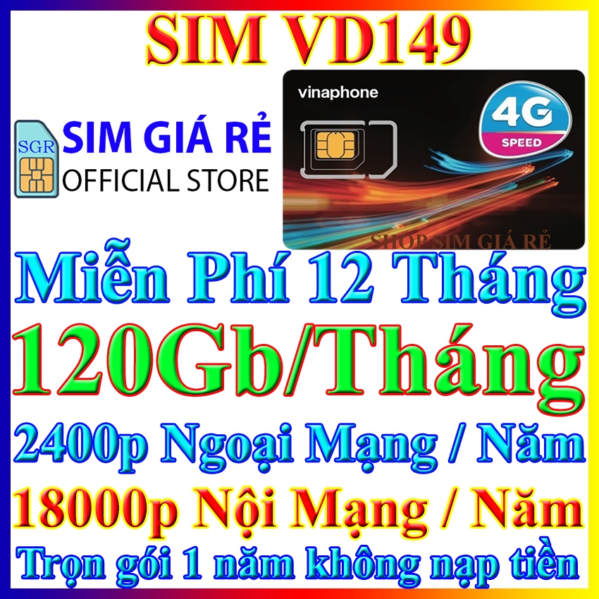 SIM 4G 1 NĂM VINAPHONE VD149, U1500, FCLUB, VD89, FHAPPY - 4G VINA TRỌN GÓI KHÔNG NẠP TIỀN XÀI THẢ GA - SIM GIÁ RẺ