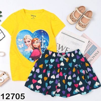 BỘ ÁO VÁY DISNEY IN HÌNH 3D KHÔNG BONG TRÓC CHO BÉ GÁI 17-50KG