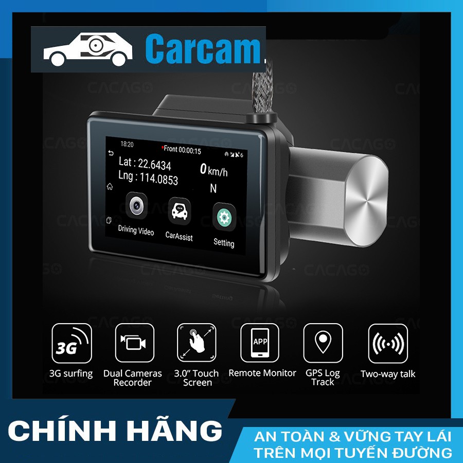 Camera hành trình A8 CARCACM định vị xe ô tô từ xa + thẻ nhớ 64GB kèm sim 4G