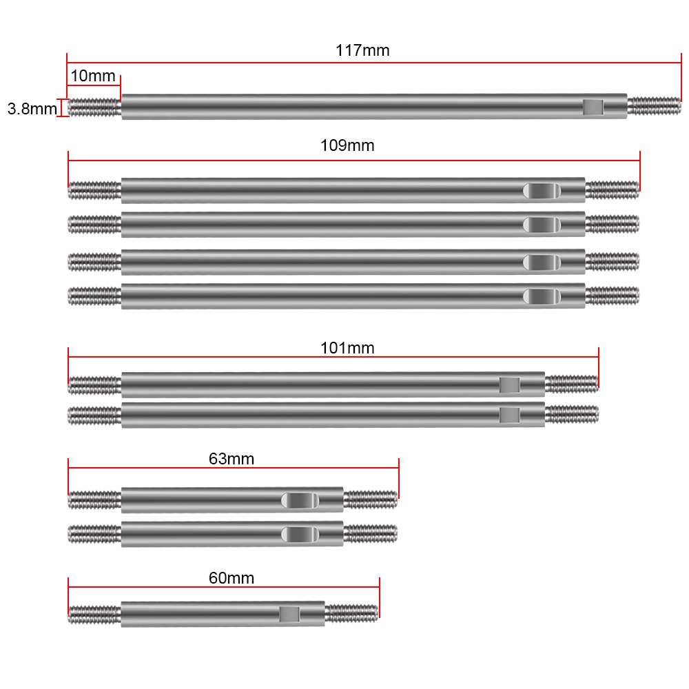 Set 10 Thanh Nối 313mm Bằng Thép Không Gỉ Cho Traxxas TRX-4 TRX4 1/10 RC
