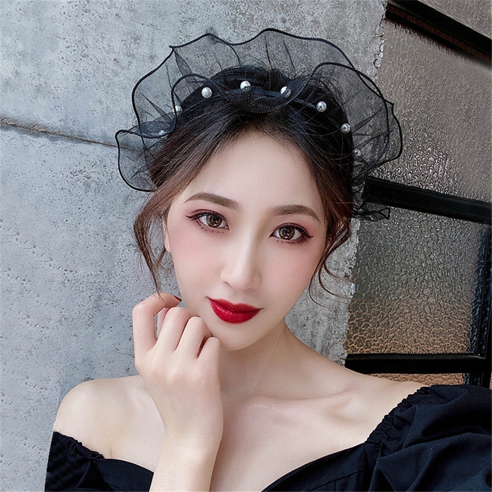 Dây Buộc Tóc Phối Ren Và Ngọc Trai Thời Trang Cho Nữ